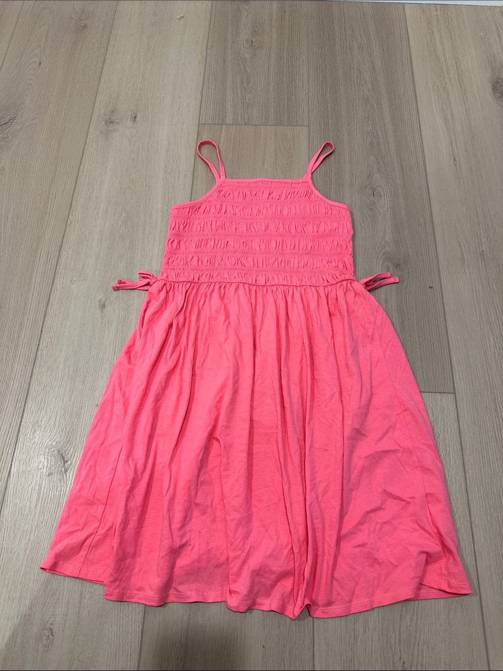 NWT Crewcuts by J.Crew Girls Dress Size XL Youth Smocked Design Pink Melon Color